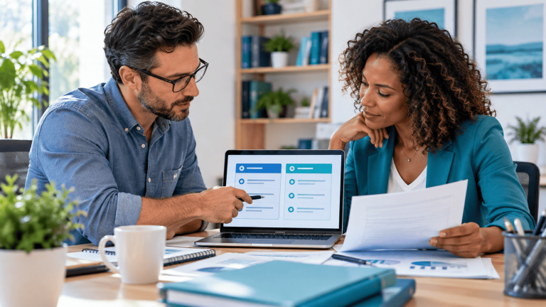 Small business owners comparing invoice factoring and business line of credit financing options